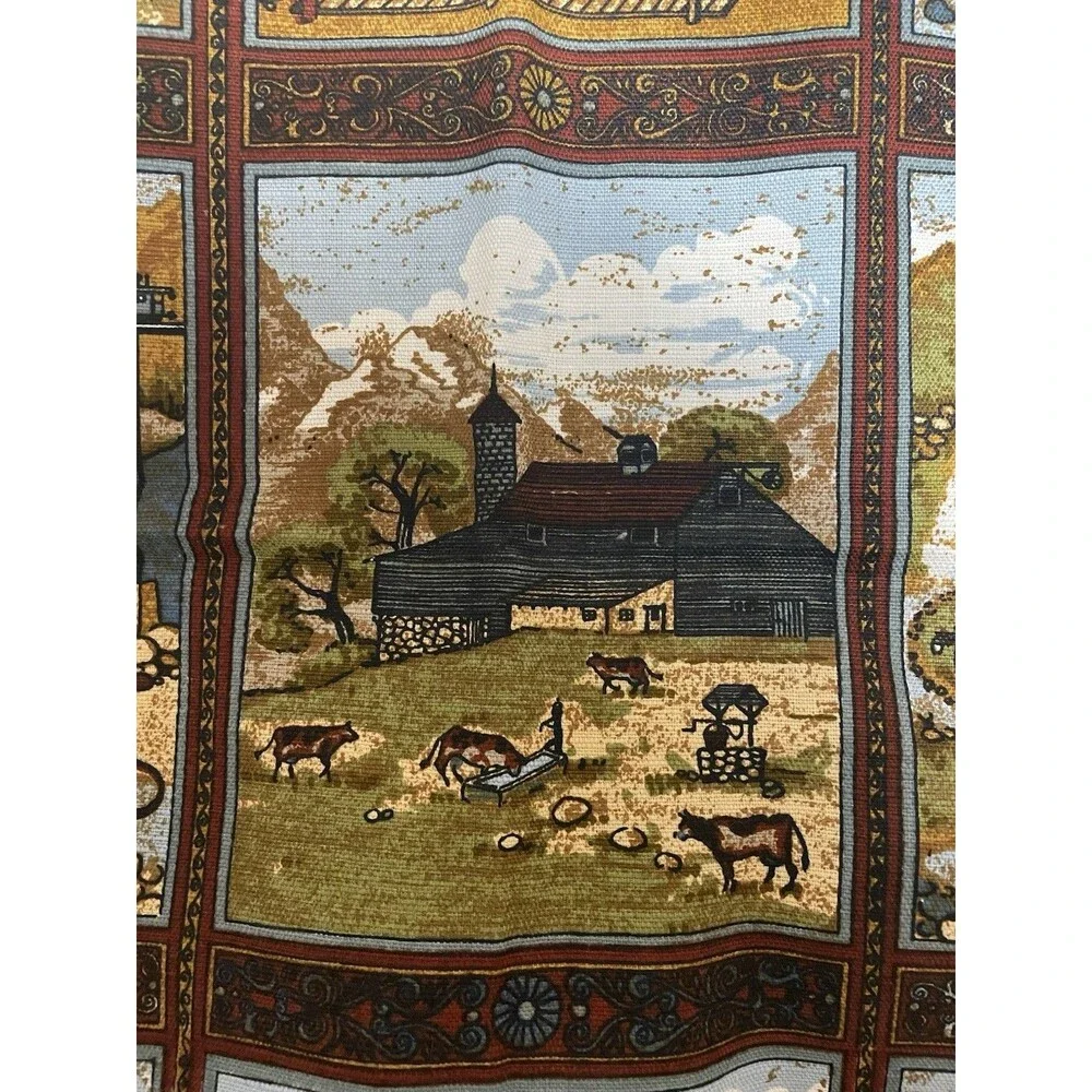 Vintage 5th Avenue Native Village Frontier Train Buffalo Saloon 2 Yards Fabric